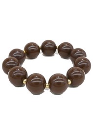 SCRUNCHIE IS BACK Colour & Gold Round Pearl Hair Tie Bracelet - Brown