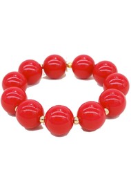 SCRUNCHIE IS BACK Colour & Gold Round Pearl Hair Tie Bracelet - Red