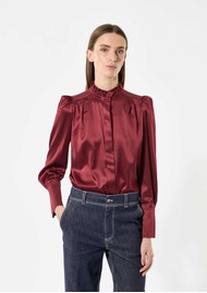 DEA KUDIBAL Robertadea Ruffle Silk Blouse - Bourgogne