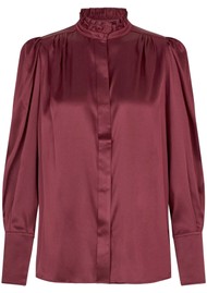 DEA KUDIBAL Robertadea Ruffle Silk Blouse - Bourgogne