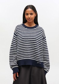 GANNI Striped Wool Jumper - Sky Captain