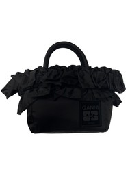 GANNI Mini Shopper Ruffle - Black