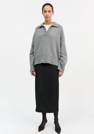 SKALL Dean V-Neck Merino Wool Jumper - Grey Melange