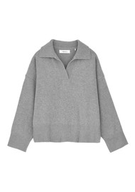 SKALL Dean V-Neck Merino Wool Jumper - Grey Melange