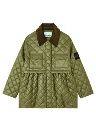 GANNI Shiny Quilt Midi Jacket - Kalamata