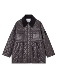 GANNI Shiny Quilt Midi Jacket - Phantom