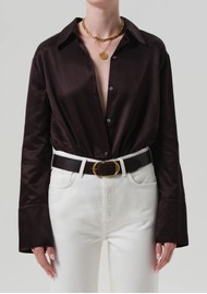 CITIZENS OF HUMANITY Camilia Silk & Cotton Mix Shirt - Chocolate