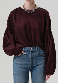 CITIZENS OF HUMANITY Anika Silk & Cotton Mix Top - Burgundy