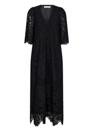HAUTE LAMITIE Curvey Lace Hem Dress - Black