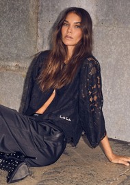 HAUTE LAMITIE Curvey Lace Hem Bolero - Black