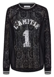 HAUTE LAMITIE Pre Order Lace Long Sleeve Football Top - Black