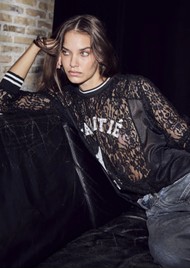 HAUTE LAMITIE Pre Order Lace Long Sleeve Football Top - Black