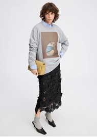 MUNTHE Pomi Floral Appliqué Skirt - Black