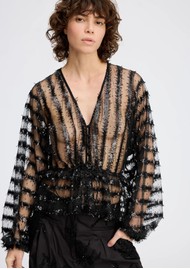 MUNTHE Remona Sequin Blouse - Black