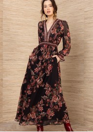 Hale Bob Floral Paisley Maxi Dress - Black & Red