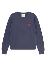 JUMPER 1234 Cashmere Naughty Crew Jumper - Navy Rose