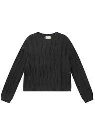 JUMPER 1234 Raw Cut Wool Cashmere Blend Cable Crew Jumper - Black