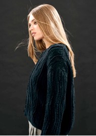 JUMPER 1234 Raw Cut Wool Cashmere Blend Cable Crew Jumper - Black