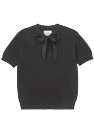 JUMPER 1234 Ribbed Pointelle Merino Wool Tee - Black