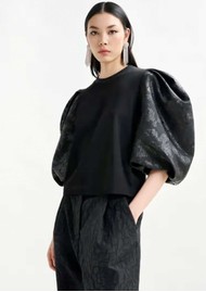 ESSENTIEL ANTWERP Imortal Puff Sleeve Top - Black