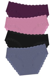 STRIPE & STARE Set of 4 Briefs - Black Cherry