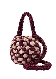 ISLA DE GAR Hive Checkerboard Crossbody Satin Bag - Caramel & Burgundy