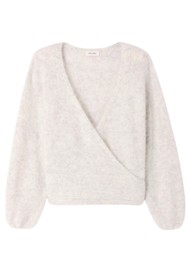 American Vintage Nuny V Neck Textured Jumper - Polar Mel