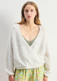 American Vintage Nuny V Neck Textured Jumper - Polar Mel