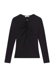 Frame Denim Keyhole Button Detail Top - Black