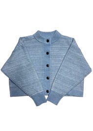 Frame Denim Jacquard Femme Cardigan - Sky Blue