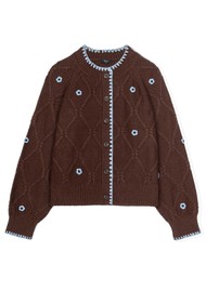 Rails Laurie Embroidered Cardigan - Walnut Daisy