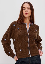 Rails Laurie Embroidered Cardigan - Walnut Daisy