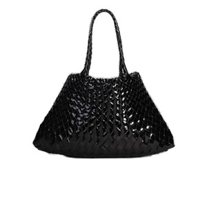 Santa Croce Big Woven Bag - Black Patent