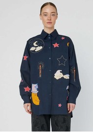 STELLA NOVA Bead Embellished Shirt -  Navy