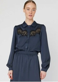 STELLA NOVA Delicate Lace Shirt - Ultra Navy