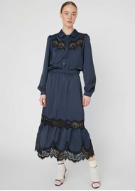STELLA NOVA Delicate Lace Shirt - Ultra Navy