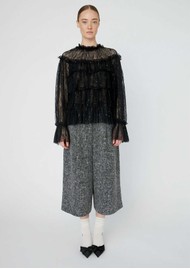 STELLA NOVA Sheer Frill Lace Blouse - Black
