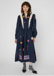 STELLA NOVA Bead Embellished Midi Dress - Navy