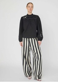 STELLA NOVA Moon & Star Embroidered Blouse - Black