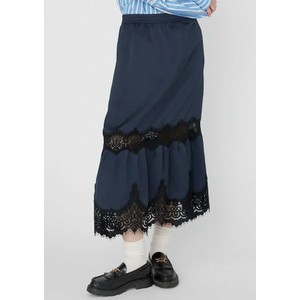 Delicate Lace Midi Skirt - Navy