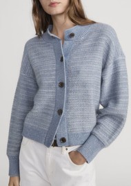 Frame Denim Jacquard Femme Cardigan - Sky Blue