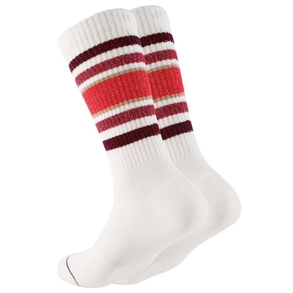 Ooley Women's Red Organic Cotton Sporty Glitter Socks - Chilli