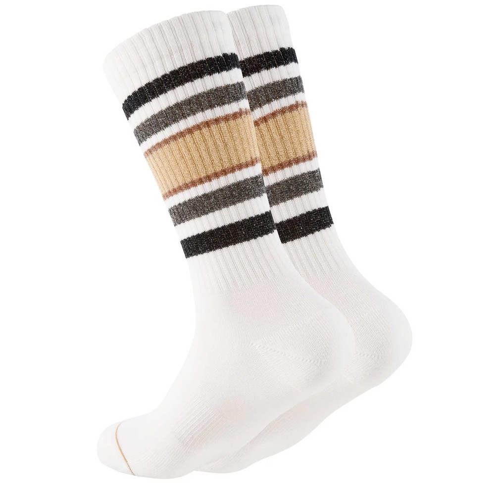 Ooley Women's Gold Organic Cotton Sporty Glitter Socks - Powder