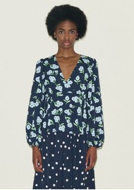 SAMDI Bella Peplum Blouse - Powder Flowers