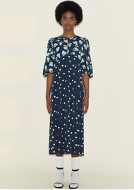 SAMDI Dahlia Midi Dress - Navy Polka