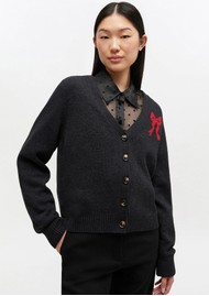 GANNI Graphic Wool Cardigan - Phantom