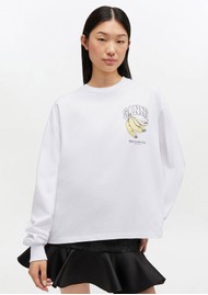 GANNI Banana Print Cotton Jersey - Bright White