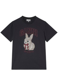 GANNI Bunny Bow Organic Cotton T-Shirt - Phantom