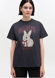 GANNI Bunny Bow Organic Cotton T-Shirt - Phantom