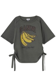 GANNI Future Heavy Jersey Raglan Banana T-shirt - Volcanic Ash